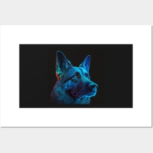 German Shepherd Trippy UV Design Posters and Art